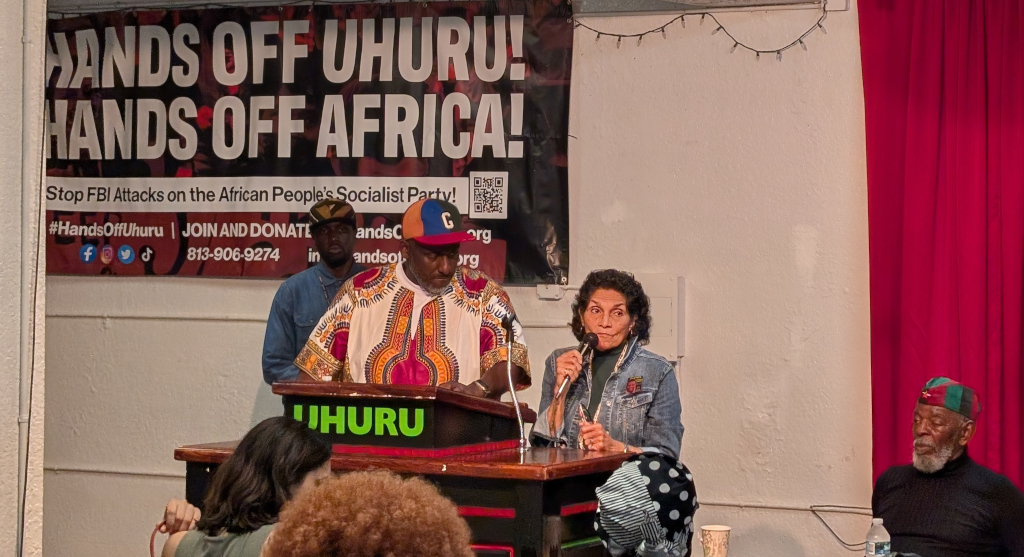 Mona Hardin at Uhuru 3 rally, December 2024